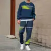 Conjunto de Moletom Masculino 2025 Primavera e Outono Transfronteiriço com Gola Redonda e Estampa, Leve e Casual, Adequado para Uso Diário