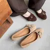Zapatos bajos de mujer para otoño, que aumentan la altura, versátiles, de punta redonda para ir al trabajo, estilo coreano 2026, mocasines de tacón medio con hebilla