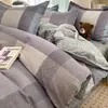 Juego de cama de algodón puro grueso para lijar de cuatro piezas, amigable con la piel, algodón de sarga, juego de dormitorio de tres piezas, sábana de cama de algodón lavado, funda de edredón, venta al por mayor