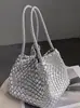 Fábrica de Guangzhou Bolsos para Mujer Coreano Dongdaemun Celebridad de Internet Retro Tejido Bolso Pan Madre Bolso de Hombro Único Bolso de Axila Bolso Cesta