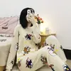 Pijamas de Primavera y Otoño para Mujer, Delgados de Cuello Redondo, Estilo Lindo, Chica de Cómics, Pequeño, Delgado, Conjunto de Ropa de Casa de Otoño e Invierno