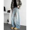 Jeans Americano Retrô Lavado de Perna Larga Masculino Outono Novo Calças Retas Largas Comprimento Total Marca da Moda Roupa Masculina Calças Longas Tendência
