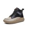 Sapatos Femininos de Cano Alto com Cadarço 2026 Outono e Inverno Novos Couro Genuíno Esportivo Casual Estilo Coreano Versátil Britânico Retro Botas Curtas