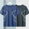 Camiseta de Verano de Seda de Hielo para Hombre Camiseta Holgada de Manga Corta con Cuello Redondo para Hombre Talla Grande Sencilla Versátil de Secado Rápido