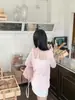Estilo Perezoso Puro Espalda Descubierta con Cordones Tejido de Punto Rosa para Mujer Primavera 2024 Nuevo Top Holgado Ajustado a la Moda