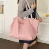 Nova bolsa de ombro reversível de bolinhas, bolsa tote oversized e estilosa estilo coreano, bolsa versátil e fresca de tecido listrado