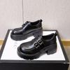 Sapatos de Couro com Solado Grosso para Mulheres para Combinar com Saias, Mocassins de Salto Alto, Nova Moda Primavera 2026 Retro Versátil Aumentadores de Altura Sapatos de Salto Único