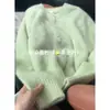 ¡Recomendar! Nuevo Cárdigan de Alpaca Verde Lima Fresco para Mujer Otoño e Invierno 2025 Suéter Jacket Cálido Suave y Ceroso