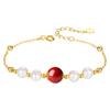 Nuevo Diseño de Fujian y Guangdong: Pulsera de Perlas de Agua Dulce de Frijol Rojo Cinabrio para Mujer, Plata de Ley S925, Nuevo Estilo Chino con un Toque de Alta Gama