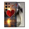 Funda protectora Creative A07 funda para teléfono S26PLUS A54 diseño de hoja y corazón apta para A16 Samsung S25ULTRA atardecer