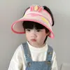 Sombrero de protección solar para niños, de verano, para mujer, con parte superior vacía y protección UV, transpirable, bonito sombrero para el sol para niña.