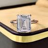 Longlong Joyería de Oro Nuevo Anillo de Plata 925 Rectangular Biselado Plano 8*10 Diamante Simulado Diamante de Alto Carbono Adornos Manuales Simulados