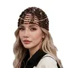 Gorro de pelo para adultos transfronterizo europeo y americano, turbante hueco, pañuelo para la cabeza de malla tejida a mano con lentejuelas, gorro de poner