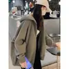 Moletom Cinza com Cor de Contraste para Mulheres 2026 Novo Solto Versátil Roupa Esportiva Top OOTD Estilo Coreano Conjunto Primavera