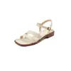 Sandalias Francesas Color Marfil para Mujer 2026 Elegantes de Moda Nuevas de Verano Suela Plana con Tiras Sandalias Romanas