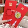 Pegatina para Teléfono Móvil de Oro Puro 999 Paquete Rojo Conteniendo Dios de la Riqueza Dorado Gato de la Suerte Cosas Buenas Suceden Regalo al por Mayor