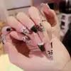 Unhas Postiças Usam Armadura 24 Peças Europa, América e Sudeste Asiático Explosões Transfronteiriças Adesivos de Manicure Média e Longa Temperamento Manicure Lote