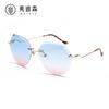 Gafas de Sol Poligonales Sin Marco Estilo Europeo y Americano Jamie 6511 para Mujer, Lentes Degradados Oceánicos, Gafas de Moda Irregulares