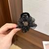 Pinza para el pelo con forma de girasol y flor de diamantes de imitación de malla de 8 cm, con forma de bola, horquilla de cola de caballo alta con temperamento, pinza para el pelo con forma de tiburón