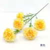 5 claveles artificiales, tallo único, flores artificiales, claveles, flores elegantes, decoración de sala de estar, arreglo floral, arte floral artificial