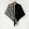 Bufanda de Otoño Invierno Bufanda Triangular Chal Versátil de Lana Capa Ropa Exterior Tacto de Alta Gama Mosaico Rayado Poncho Capa Venta al por Mayor