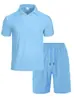 Camisa polo de manga corta texturizada europea y americana transfronteriza para hombre, verano, comercio exterior, deportiva, color liso, cuello camisero, traje casual