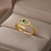 Pulseira Amazônia Zircônia Incrustada Banhada a Ouro Anel Ajustável de Abertura Joias Anel Olho de Demônio Atacado Diamante