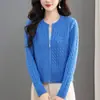 2026 Nuevo y Elegante Abrigo Suéter, Elegante y Juvenil, Top para Personas Menudas, Cárdigan con Cremallera de Punto Trenzado para Mujer