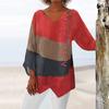 Verano 2025 Nuevo Estilo Europeo y Americano Casual Suelto Cuello en V Bajo Irregular Estampado Artístico Manga Larga Top Retro para Mujer