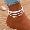 Tornozeleiras Europeias e Americanas, Estilo Praia Boêmio, Acessórios para Pés Personalizados, Metal Simples, Turquesa, Miçangas de Arroz, Strass, Argila Macia, Múltiplos Estilos