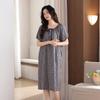 Camisón de Gasa de Algodón Tejido para Mujer Verano Algodón Puro Manga Corta Delgado Camisón de Verano para Mujer Todo Algodón Vestido de Verano