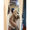 Casaco Fofo de Lã de Cordeiro para Mulheres Inverno 2026 Forro de Fleece Quente Camada Interna de Pelo Gola Alta Casaco Espesso