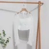 Camisa Corta Escote Cuadrado Escotada en Clavícula 2023 Primavera Nueva Manga Larga Globo Cuello con Cordones Top para Mujer 8876