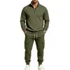 Conjunto Deportivo de Dos Piezas para Hombre con Forro de Polar Transfronterizo 2026 Tejido de Punto Media Cremallera Cuello Alto Ropa de Trabajo Pantalones Jogger Juego de Nueve Colores