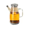 Olla de aceite de vidrio transparente para el hogar, vidrio de borosilicato alto engrosado, olla de aceite con pico anti-goteo, botella de aceite para salsa de soja, vinagre y condimentos