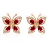 Brincos de Borboleta Dançantes com Diamantes Inteiros Moda Elegante Safira Azul Real de Imitação Zircônia Brincos de Borboleta