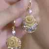 Brincos de Zircônia Rosa da Moda de Luxo Leve para Mulheres, Brincos Versáteis com Design Exagerado para Rostos Quadrados e Redondos, Brincos Longos Elegantes e Ear Cuffs