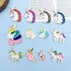 Transfronterizo Nuevo 12 Dibujos Animados Arco Iris Unicornio Colgante de Aleación Pulsera de Pony Linda Colgante de Perlas