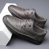 Sapatos de couro masculinos outono novos negócios casuais crocodilo padrão sapatos masculinos couro macio sola macia feito à mão online pai sapatos de condução na moda