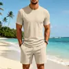 Conjunto de Shorts de Verano para Hombre de Venta Caliente, Holgado, Casual, tipo Waffle, Cuello Redondo, Manga Corta, Transfronterizo, Europeo y Americano, Amazon