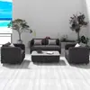 Combinación de Sofá de Ratán para Exteriores Patio Exterior Balcón Exterior Silla de Ratán de Ocio Sofá de Cuerda Ratán Impermeable Protector Solar