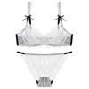 Lingerie Sexy Personalizada para Mulheres, Renda Transparente Ultrafina Tamanho Grande Roupa Íntima, Seios Grandes, Conjunto de Sutiã Anti-Queda