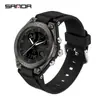 Reloj Estudiante Sanda Pantalla Dual Multifuncional Despertador 2 Zonas Horarias Moda Tendencia Reloj Electrónico Resistente al Agua Luminoso Reloj de Pulsera para Hombres Mujeres