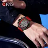 Reloj de Venta Caliente Transfronterizo Ofns, Reloj de Estudiante Moderno con Esfera Grande en Forma de Barril, Reloj de Cuarzo para Hombre Luminoso Personalizado con Láser