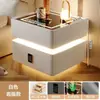 Mesa de Cabeceira Inteligente Moderna Simples Madeira Maciça com Luz Quarto Luz Luxo Multifuncional Carregamento Sem Fio Bluetooth Armário de Cama Inteligente