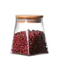 Bote de Té Cuadrado Hecho de Vidrio de Borosilicato Alto, Recipiente de Vidrio para Snacks y Granos, Frasco Sellado Redondo y Cuadrado de Vidrio de Borosilicato Alto