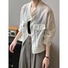 Verano Japonés y Coreano Nuevo Estilo Sentido del Diseño Cuello Vertical Simple Pechera Ropa Protectora del Sol Camisa de Estilista Chaqueta Top Corto Delgado para Mujer