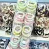 Conjunto de elásticos de cabelo em espiral coloridos em degradê para primavera e verão, elástico de cabelo básico versátil sem costura, acessório de cabelo, ornamento de cabeça