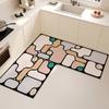 Tapete de Piso Quadrado Liso Cor Sólida Especial para Cozinha Lama de Diatomáceas Antiderrapante Absorvente de Água Secagem Rápida Tapete Decorativo para Porta de Banheiro