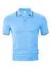 Camisetas lisas para hombre transfronterizas Amazon corte ajustado casual talla europea nuevo transpirable verano cuello camisero polo deportivo